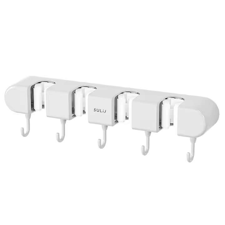 Soporte Para Escoba Y Mopa Adhesivo En La Pared Organizador Multifuncional Para Cocinas Sin Perforaciones Ecológico ABS - 1
