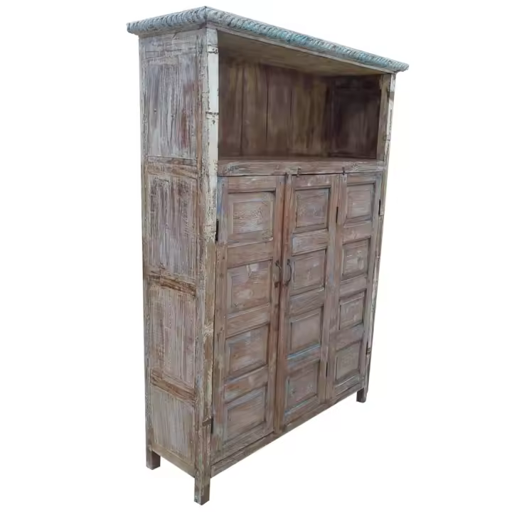WANDERLUST DECO Estantería de madera marrón 137x40x186h cm de estilo Artesanal.Tiene 2 puertas - 1