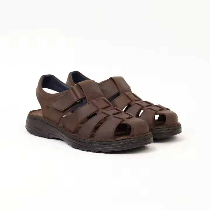 Fluchos - Sandalias para Hombre F2198 Marrón en Piel con Ajuste Velcro - 1