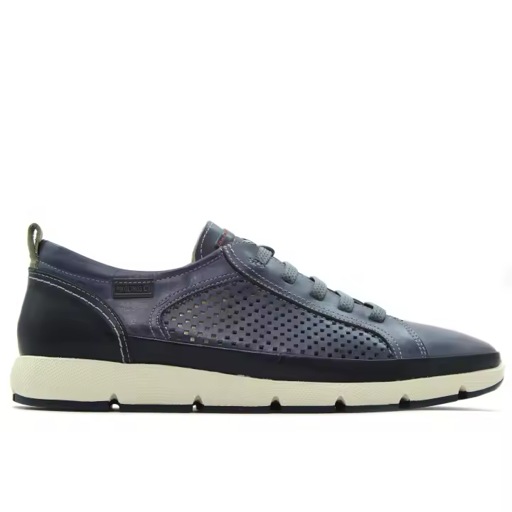 Pikolinos M4A-6376C1 Zapato casual de cordones,suela blanca de goma,liso,plantilla extraible,piel,calado,rejilla, para caballero - 1