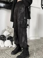 Pantalones Rectos Y Sueltos Para Mujer Estilo Retro Harajuku Con Estampado De Dragón Alta Cintura Goth Emo Alt Dark Grunge Talla S M L Color Negro - details 6