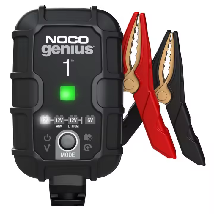 NOCO GENIUS1: Cargador de Batería 1A, 6V y 12V, Mantenedor y Desulfatador para Baterías de Plomo-Ácido y Litio de Coche y Moto - 1