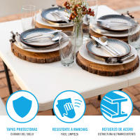 Mesa cuadrada plegable blanco Lifetime 86x86x74 cm - details 3