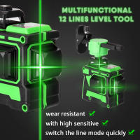 Nivel láser autonivelante 3D, 12 líneas, 1,2 M, 3 alturas, barra de extensión de aleación ajustable, soporte de trípode y bolsa de transporte - details 6
