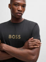Camiseta Boss Special Algodón Manga Corta Logo Dorado (Negra) - details 0