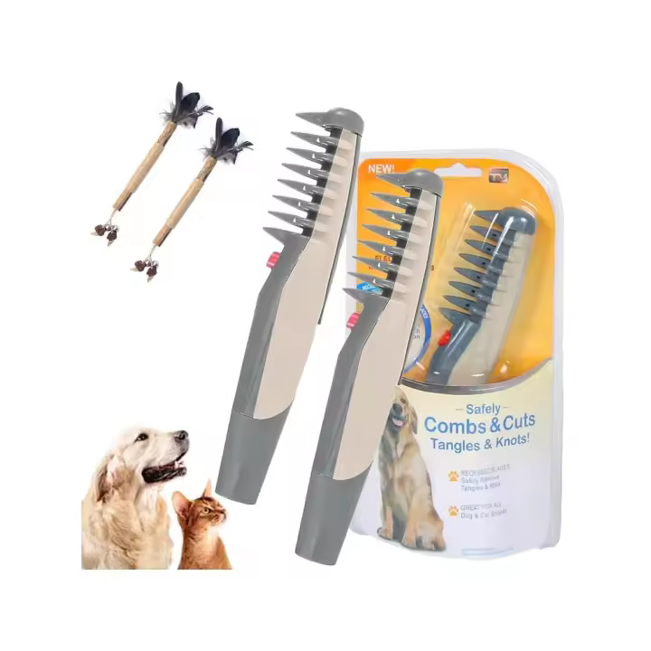 Lifweb Mataway e-Comb Nuevo Peine 2 en 1 para Perros y Gatos (2025) Herramienta Eléctrica para el Cuidado de Mascotas con Afeitadora y Cortadora de Pelo para Todas las Razas Cepillo Deslanador para Perros y Gatos (1 Unidad) - 1