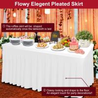 Mantel Estirable De Spandex Para Mesa Rectangular 6ft/8ft Con Falda De Mesa Telas De Mesa Stretch Para Bodas Fiesta Banquete Uso Doméstico Y Exterior - details 3