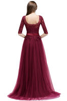Vestido Elegante De Maxi Para Madre De La Novia Con Encaje Y Tules BABYONLINE Sin Mangas Con Cintura A-LINE Decoración De Perlas Y Broches - details 12