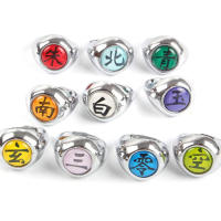 10PCS/set Anillos De Metal Anime Naruto Akatsuki Itachi Accesorios De Cosplay Juguetes Para Niños Figura De Acción Regalo - details 1