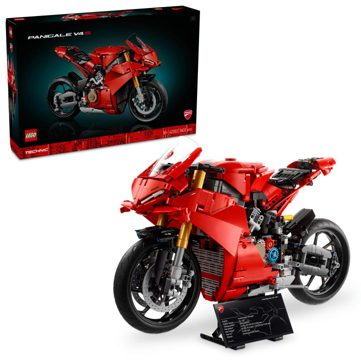 LEGO 42202 Technic: Ducati Panigale V4 S, Maqueta de Moto para Construir con Suspensión y Caja de Cambios, Ideal para Fans del Motociclismo y la Velocidad