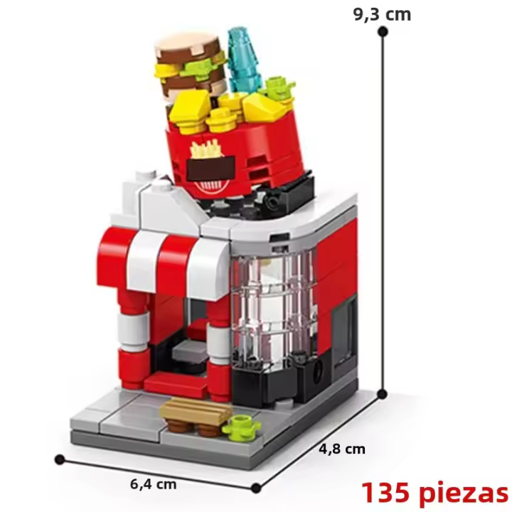 Kit De Bloques De Construcción DIY Para Niñas Y Niños Edad 6-12 Años Estilo Moderno Venta Individual Modelo De Casa Y Tienda De Café Bloques De Comida Para Juego De Calle - 1