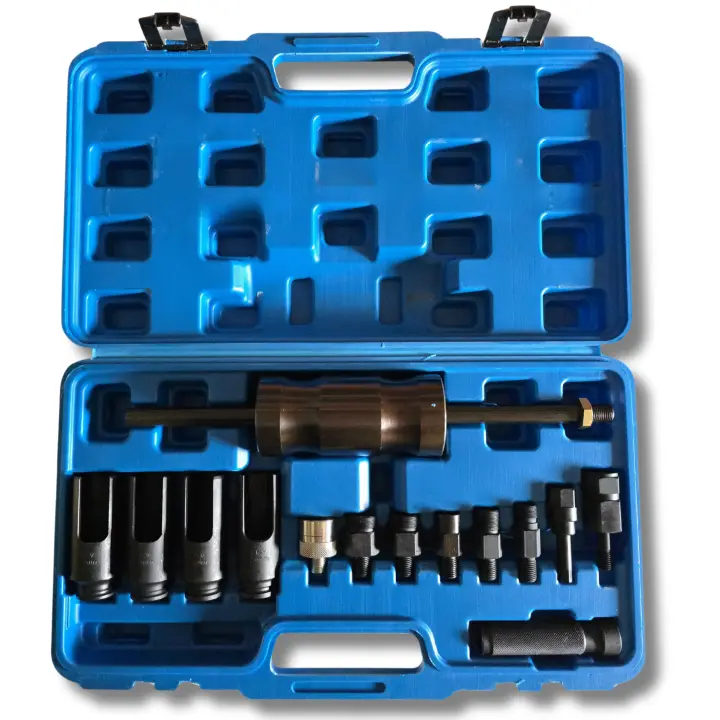 Juego Maletín Extractor de Inyectores Externos e Internos Diesel 14 Piezas, Incluye Martillo Deslizante 3.9kg y Adaptadores - 1