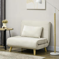 HOMCOM Sofá Cama Individual 2 en 1 Sillón Cama Plegable Sillón Individual con Respaldo Ajustable y Cojín para Sala Dormitorio Oficina en Casa Carga 125 kg 90x78x79 cm Beige - details 1