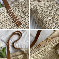 Bolso de mano de gran capacidad para mujer, bolsa de hombro tejida a mano, fresca, Rural, de hierba, de verano - details 17