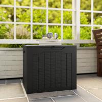 Outsunny Baúl de Almacenaje Exterior 97L Arcón de Jardín Exterior Pequeño de Plástico Impermeable con 2 Asas Integradas y Soporte para Candado 56x41x50 cm Negro - details 3