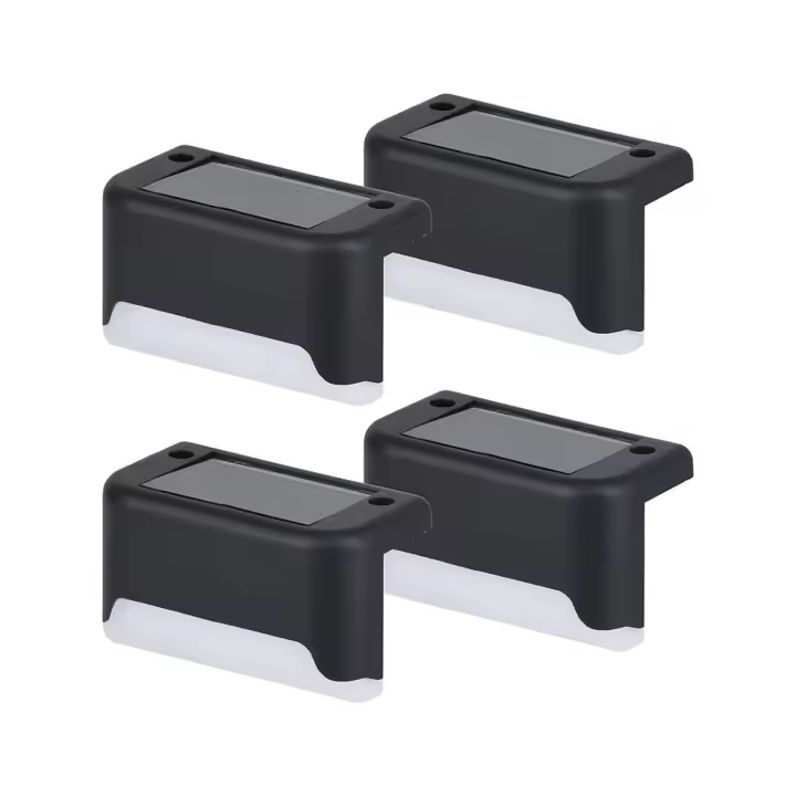 Luces Solares para Exterior Pack de 4 Luces para Escaleras impermeables iluminación LED para Escaleras Exterior Vallas patios Terrazas blanco - 1
