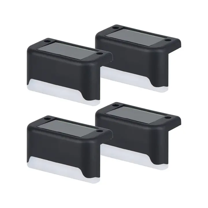 Luces Solares para Exterior Pack de 4 Luces para Escaleras impermeables iluminación LED para Escaleras Exterior Vallas patios Terrazas blanco - 1