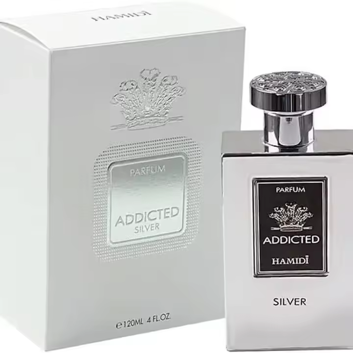 Perfume Árabe 100% Original Hamidi Addicted Silver No Alcohol EDP Unisex 120ml – Fragancia Premium Sin Alcohol, Larga Duración, Empaque Elegante y Ecológico, Experiencia Olfativa Unisex de Lujo, Para Toda Ocasión, Perfume Árabe Exclusivo y Único - 1