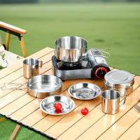 Juego De Cocina Para Camping De 8 Piezas En Acero Inoxidable Equipamiento Portátil Para Exteriores Con Almacenamiento - details 1