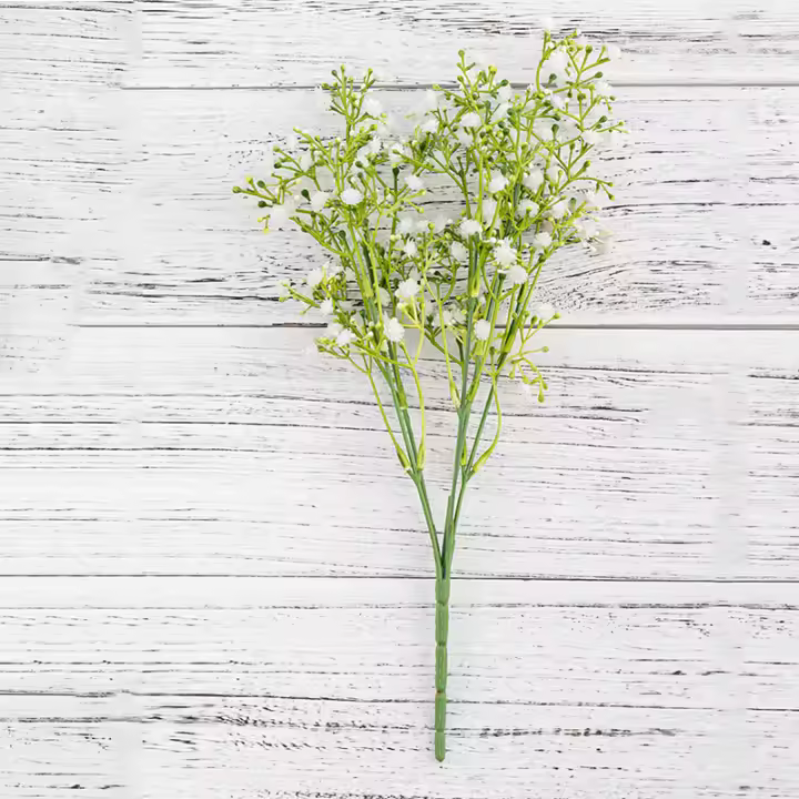 Bouquet De Flores Artificiales De Plástico Con 5 Ramas En Blanco Gypsophila Para Decoración De Hogar Boda Balcones Y Decoración Externa DIY - 1