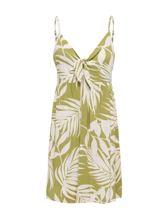 Vestido Only Nova verde hojas nudo de tirantes para mujer - 1