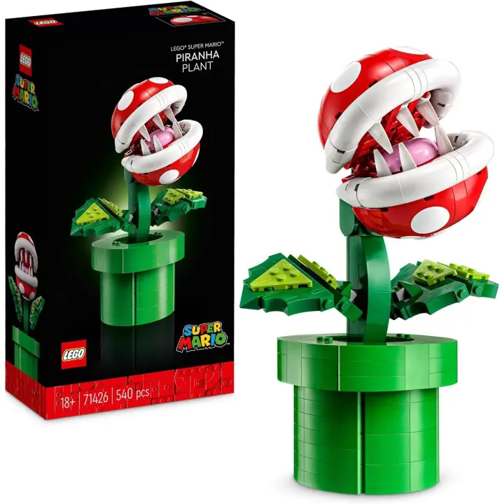 LEGO Super Mario Planta Piraña, Figura de Personaje Articulada con Tubería y 2 Monedas, Maqueta para Construir para Adultos, Decoración de Habitación, Regalo para Hombres, Mujeres y Adolescentes 71426 - 1