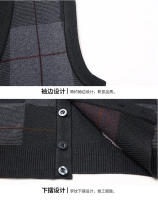 Suéter De Casual Para Hombre Chaqueta Sin Mangas Gruesa Para Otoño E Invierno Cardigan Con Estampado Rayado Cuello En V - details 22