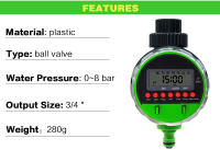 Timbre De Agua Electrónico Con Pantalla LCD Y 8 Programas Para Jardín Controlador De Riego Válvula Esférica De 0 Presión - details 1