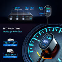Adaptador De Cargador Para Coche 154W 9-en-1 QC3.0 PD USB 3 Enchufe Del Cigarrillo Divisor Con Interruptores Independientes Salida DC - details 7