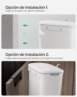 Cubo de Basura Colgante de 9L para Cocina - Montaje en Pared o Puerta de Armario, con Tapa para Residuos, Ideal para Debajo del Fregadero, Blanco o Gris - details 3