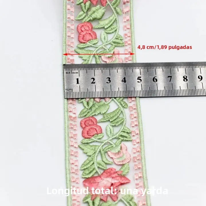 Cinta Bordada De Jacquard Vintage En Organza Con Encaje Y Flores Para Adornar Skirt Y Edged Colorida Fabrica De Tela - 1