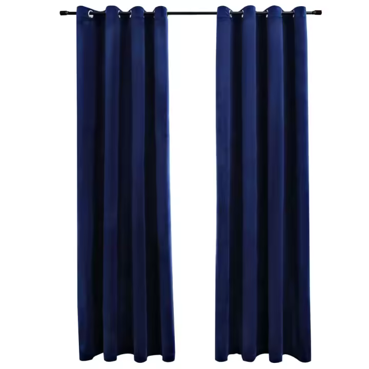 vidaXL Cortinas Opacas con Anillas 2 Piezas Terciopelo 140x175cm Color Azul oscuro,  Antracita,  Rosa antiguo y mas - 1