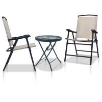 vidaXL Mesa y sillas de bistró 3 piezas acero color en color Crema/Gris/Taupé y más | cómodas modernas ergonómicas para comedor cocina salón hogar - details 0