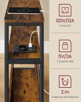 Mesa Auxiliar Estrecha con enchufe integrado, 3 Estantes y Revistero, Ideal para Espacios Pequeños en Salón, Dormitorio, Estudio - details 11