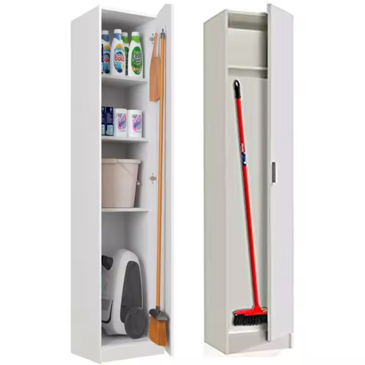 HOGARDECORA Armario de 1 Puerta con Tres Estantes Regulables - Blanco - 1