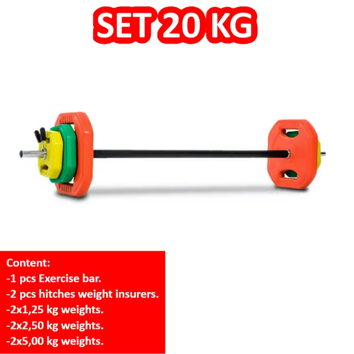 ALLINLIFE CONJUNTO DE PESOS E BARRAS, TOTAL 20 KG, AJUSTÁVEL, IDEAL PARA TREINAR EM CASA, VÁRIOS PESOS DISPONÍVEIS EM NOSSA LOJA, FRETE GRÁTIS - 1