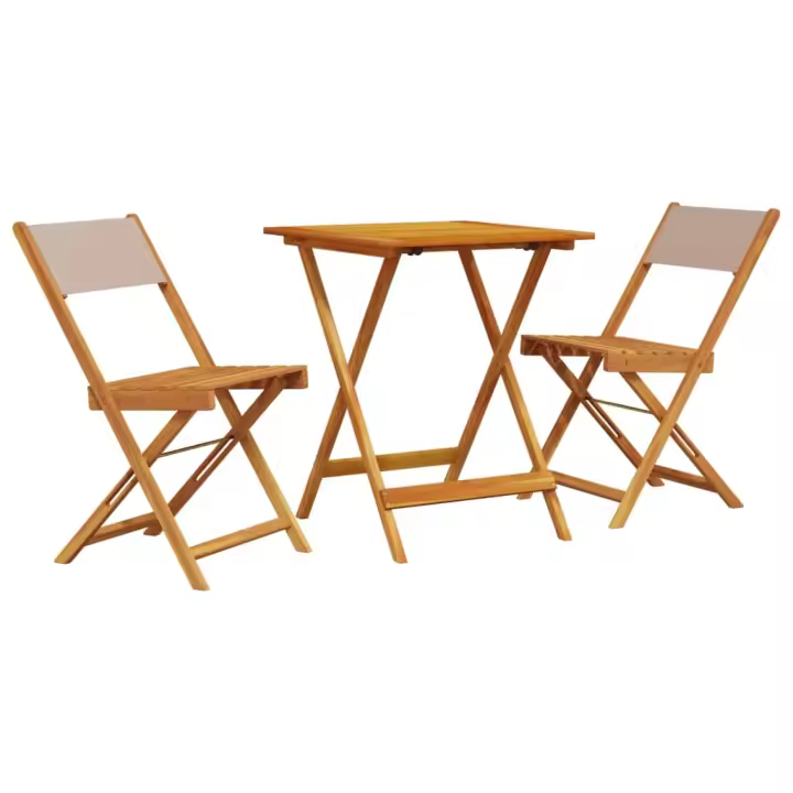 vidaXL Juego de bistro de 3 piezas tela y madera maciza taupe - 1