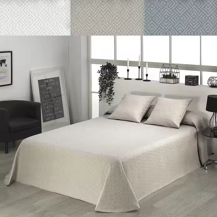 Colcha Piqué Jacquard DHESTIA HOME Hotelera Geométrica - 1