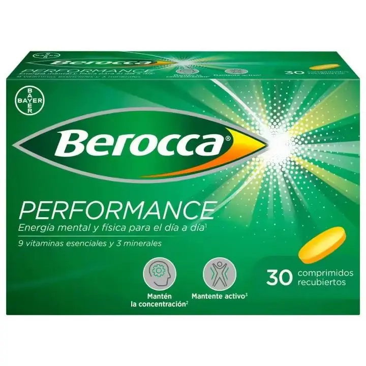 Berocca Performance Complejo de Vitaminas y Minerales Sin Cafeína 30 Comprimidos - 1