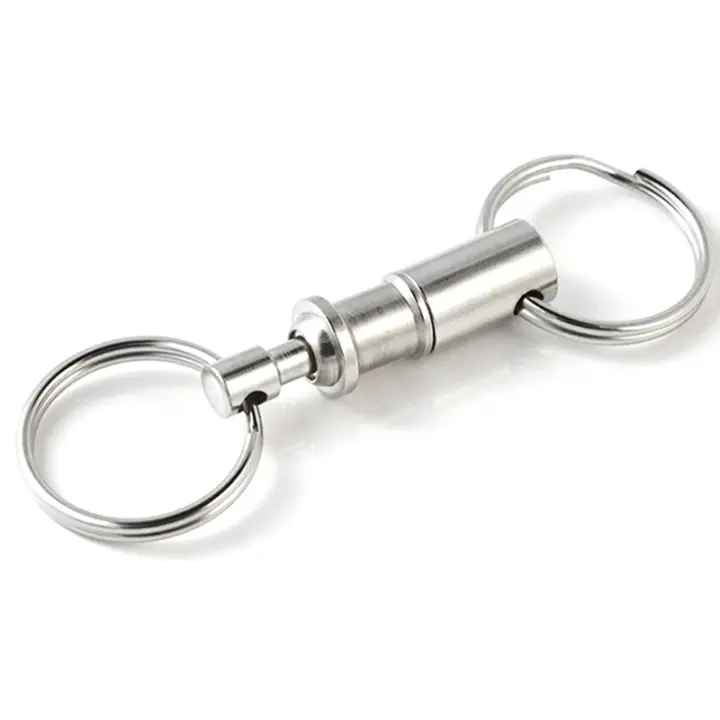2pcs Llavero Desmontable Rápido Llavero Dual Desmontable Anillo De Acero Con Cierre De Deslizamiento Soporte De Arrastre Para Llaves - 1