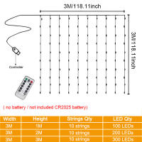 Luces LED De Cortina 3 Metros Con Control Remoto USB Guirnalda De Navidad Para Decoración De Hogar Y Dormitorio - details 3