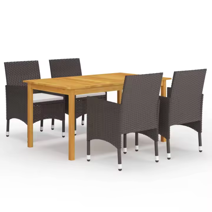 VidaXL Conjunto de jardín 1 mesa+4 sillones con cojines - 1