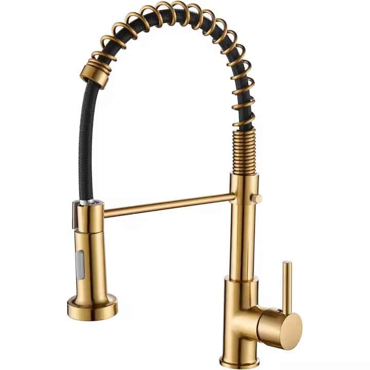Grifo de Cocina with Resort abatible de una sola Manija de latón para fregadero de Cocina (Gold mate) - 1