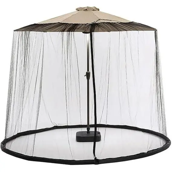 Valla romana, tubería de agua, paraguas, mosquitera, paraguas de patio de 9 pies con puerta y red de poliéster - 1