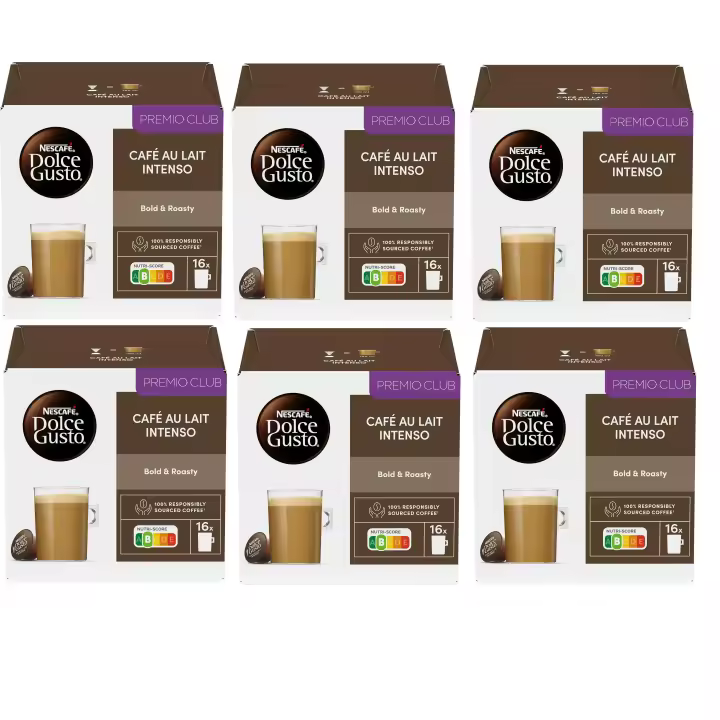 NESCAFÉ Dolce Gusto Café con Leche intenso, 96 cápsulas, Intensidad 9 ( pack 6 x 16) - 1