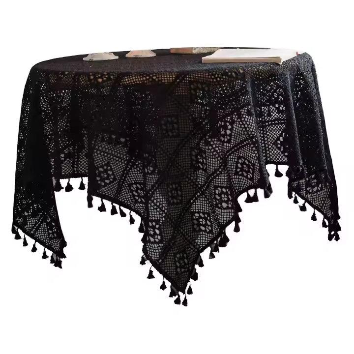 Tablecloth Hollow Knitting Design Retro Dustproof Elegant Decorative Cotton Rustic Crochet Table Cov - 1