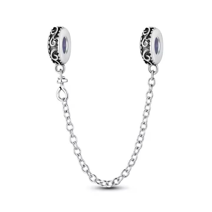 Cadena De Seguridad Platinada De Plata Con Bolas Para Pulsera Original Joyería Hecha a Medida Clip De Estopilla Charm Adecuado Para Joyería - 1