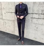 Traje De Tres Piezas Para Hombre Ajustado Con Chaleco Y Pantalones De Alta Calidad Tela De Arte Doble Hebilla Para Boda - details 13