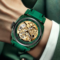 Reloj Mecánico Para Hombre Elegante Y Luminoso Con Correa De Silicona Resistente Al Agua Dial De Números Romanos Estilo Lujo - details 3