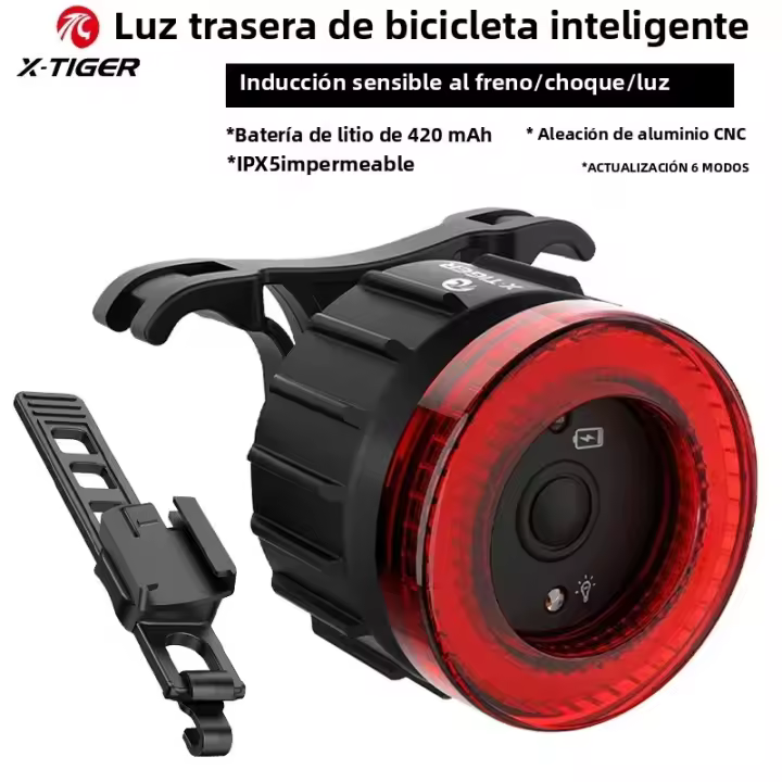 X-TIGER Luz Trasera Inteligente Para Bicicleta LED Luz De Bicicleta De Montaña Impermeable Alerta Luz Trasera Para MTB Y Ciclismo En Carretera Lámparas De Bicicleta - 1